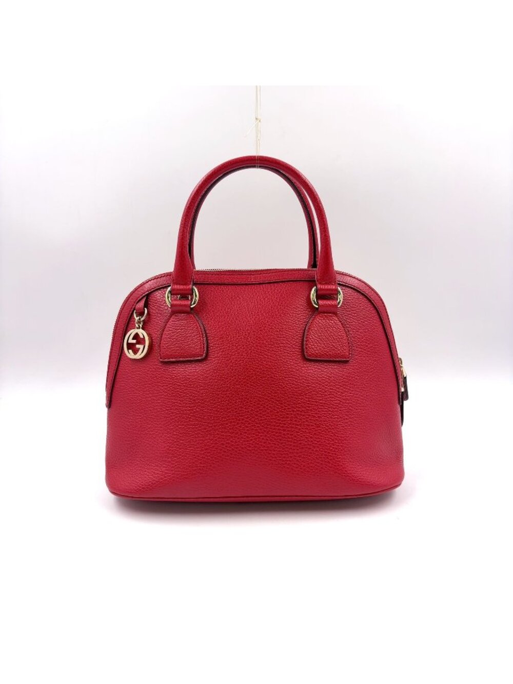 Gucci Interlocking G 2-Way Shoulder Leather Red Handbag Gold
